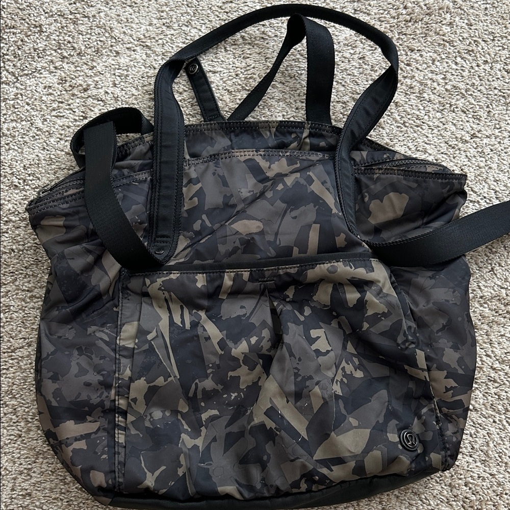 Lululemon Camouflage Tote Bag with Black Straps